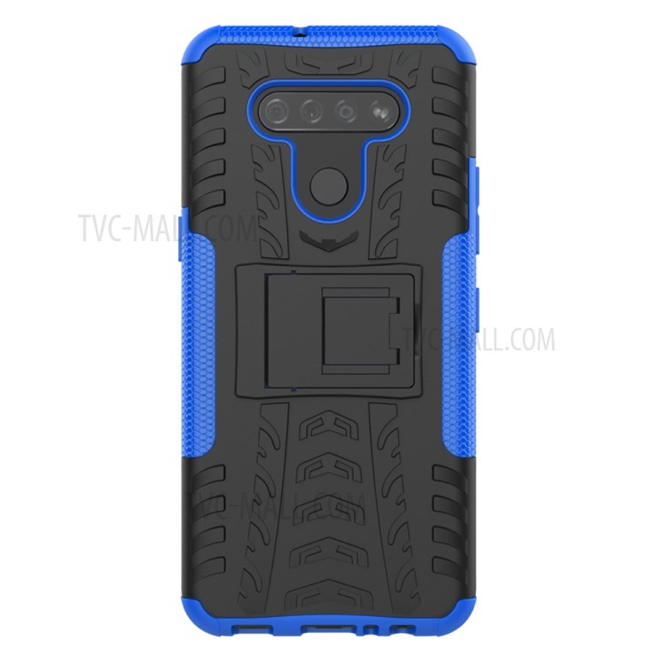 Anti-slip PC + TPU Cool Case with Kickstand for LG K51/Q51 - Blue-4