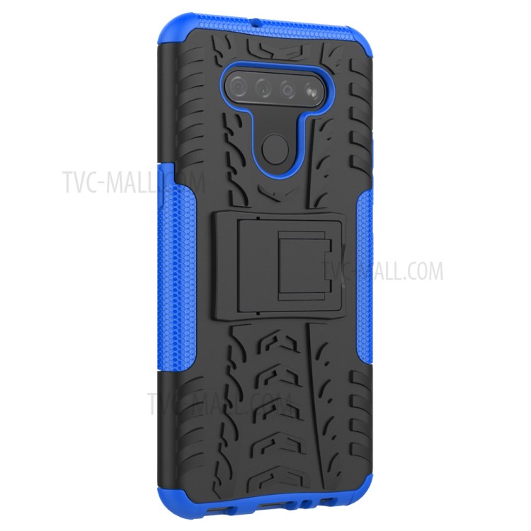 Anti-slip PC + TPU Cool Case with Kickstand for LG K51/Q51 - Blue-6