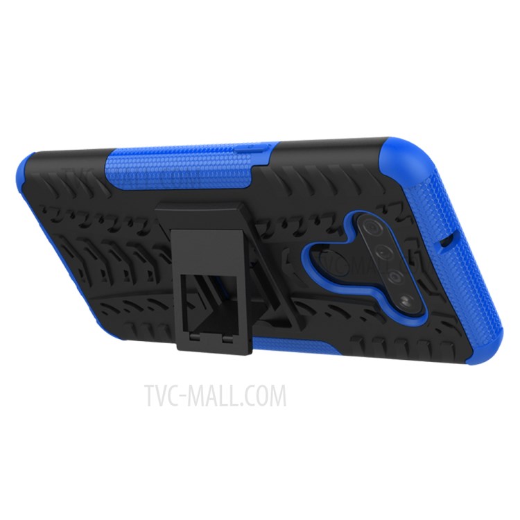 Anti-slip PC + TPU Cool Case with Kickstand for LG K51/Q51 - Blue-7