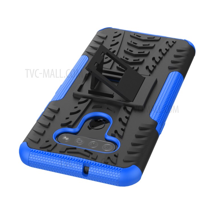 Anti-slip PC + TPU Cool Case with Kickstand for LG K51/Q51 - Blue-8