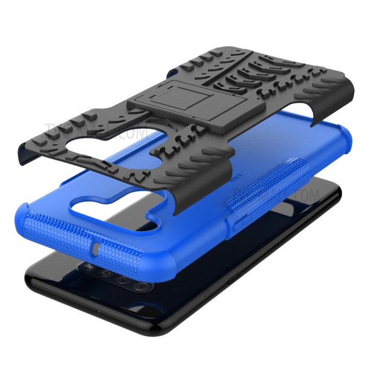 Anti-slip PC + TPU Cool Case with Kickstand for LG K51/Q51 - Blue-9