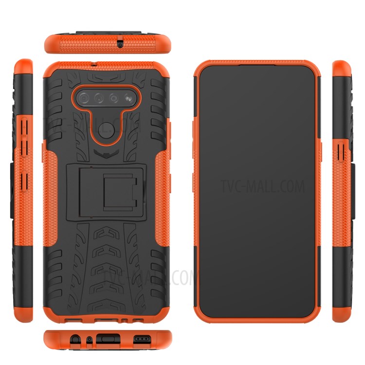Anti-slip PC + TPU Cool Case with Kickstand for LG K51/Q51 - Orange-2