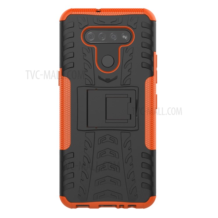 Anti-slip PC + TPU Cool Case with Kickstand for LG K51/Q51 - Orange-4