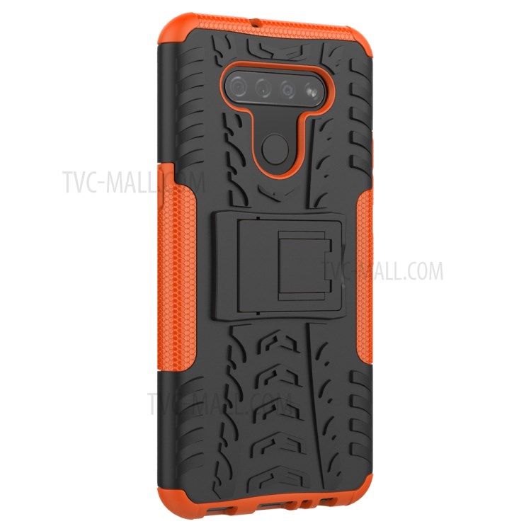 Anti-slip PC + TPU Cool Case with Kickstand for LG K51/Q51 - Orange-6