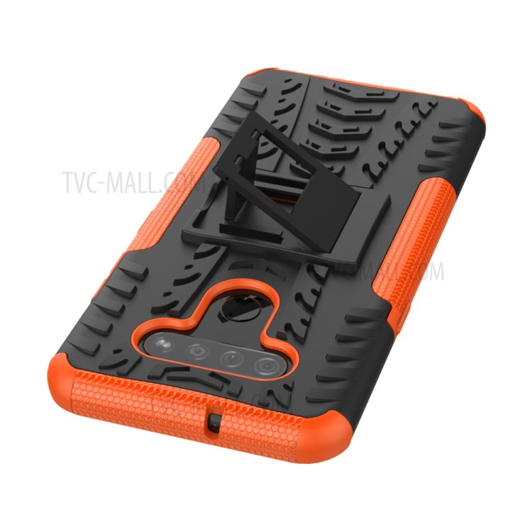 Anti-slip PC + TPU Cool Case with Kickstand for LG K51/Q51 - Orange-7