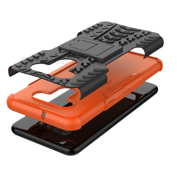 Anti-slip PC + TPU Cool Case with Kickstand for LG K51/Q51 - Orange-8