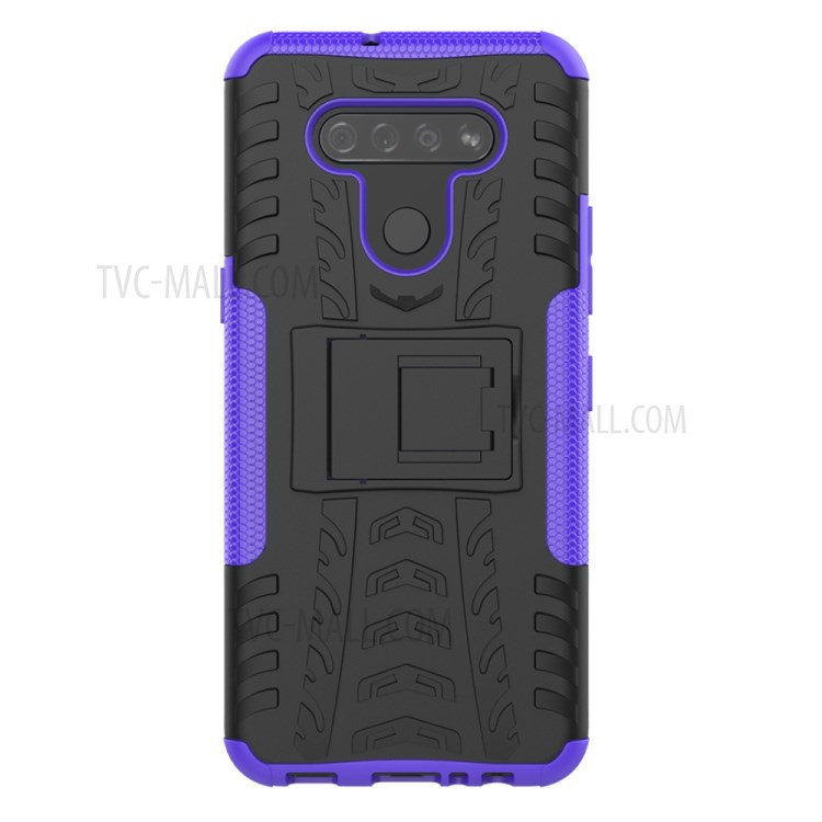 Anti-slip PC + TPU Cool Case with Kickstand for LG K51/Q51 - Purple-3