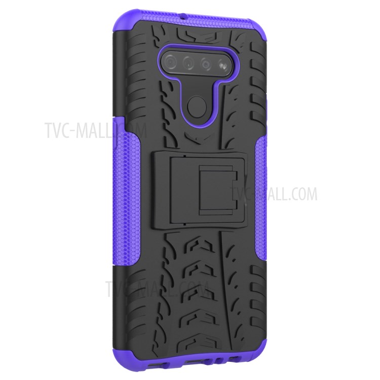 Anti-slip PC + TPU Cool Case with Kickstand for LG K51/Q51 - Purple-4