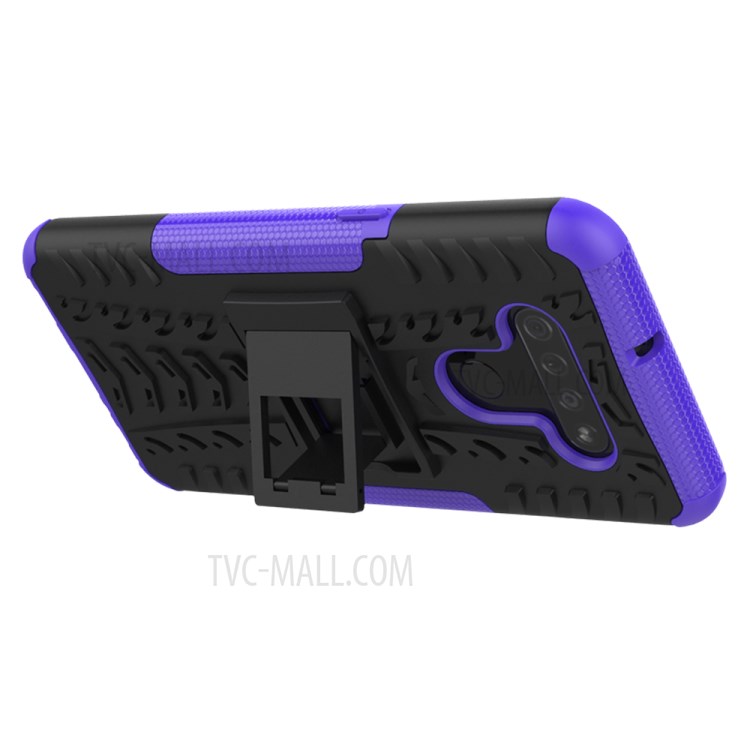 Anti-slip PC + TPU Cool Case with Kickstand for LG K51/Q51 - Purple-5