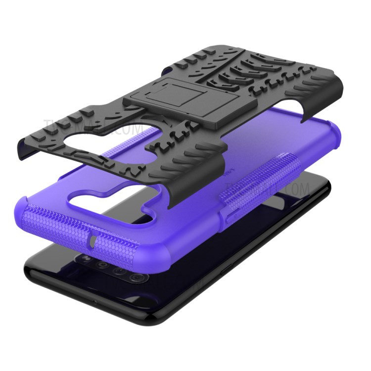 Anti-slip PC + TPU Cool Case with Kickstand for LG K51/Q51 - Purple-7