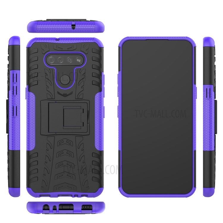 Anti-slip PC + TPU Cool Case with Kickstand for LG K51/Q51 - Purple-8