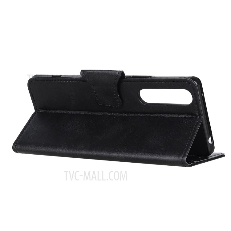 Crazy Horse Leather Wallet Stand Case for LG Velvet - Black-4