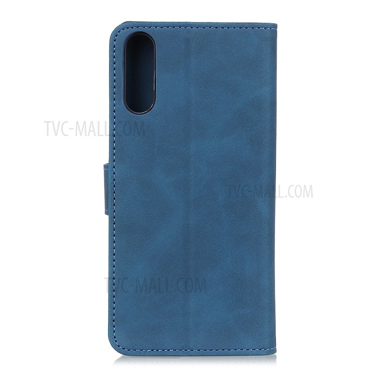 KHAZNEH Stylish Design Retro Leather Cover for LG Velvet - Blue-2