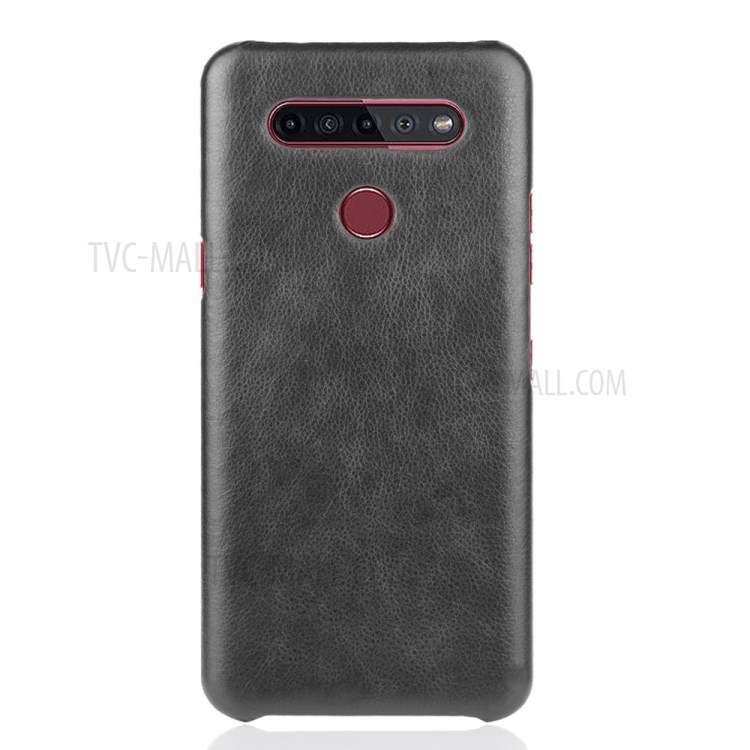 Litchi Skin Leather Coated PC Phone Back Shell for LG K51S - Black-2