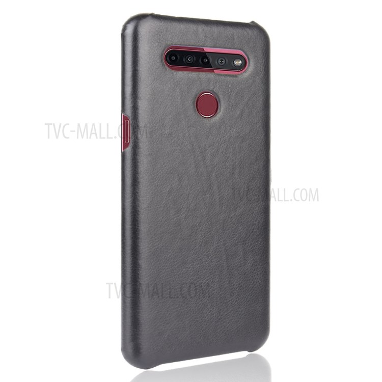 Litchi Skin Leather Coated PC Phone Back Shell for LG K51S - Black-3