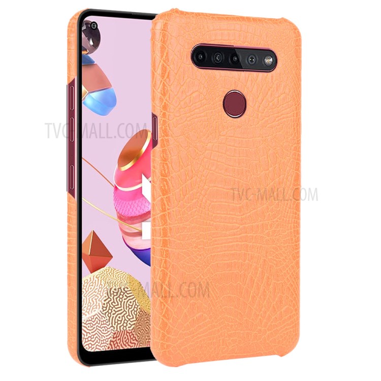 Crocodile Texture PU Leather Coated PC Phone Cover for LG K51S - Orange-1