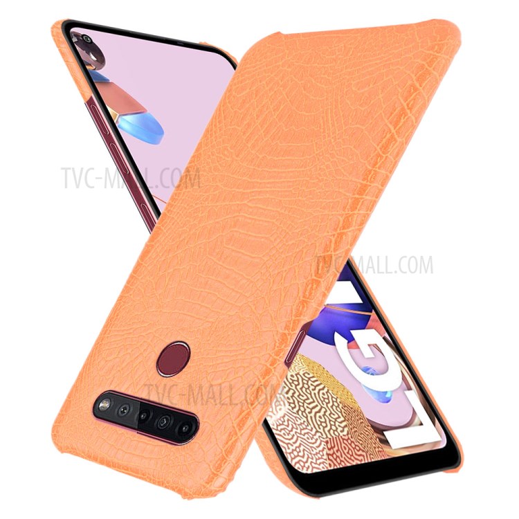 Crocodile Texture PU Leather Coated PC Phone Cover for LG K51S - Orange-2
