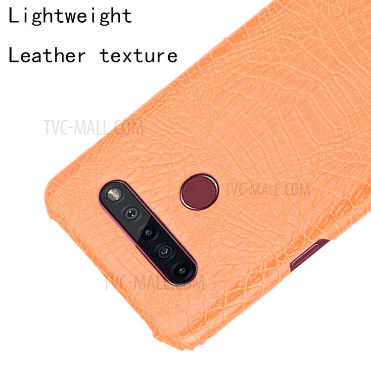 Crocodile Texture PU Leather Coated PC Phone Cover for LG K51S - Orange-4