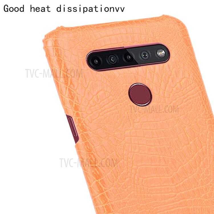 Crocodile Texture PU Leather Coated PC Phone Cover for LG K51S - Orange-5