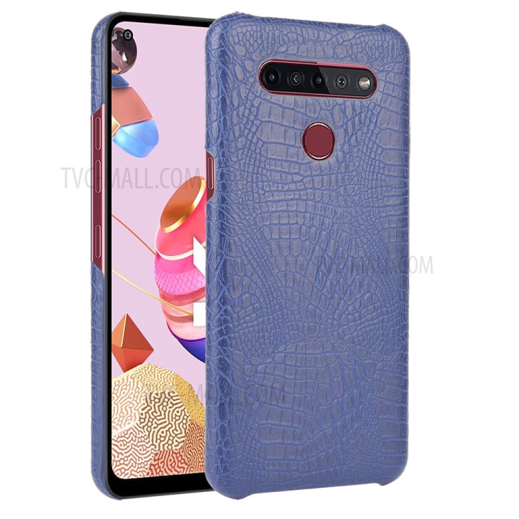 Crocodile Texture PU Leather Coated PC Phone Cover for LG K51S - Dark Blue-1