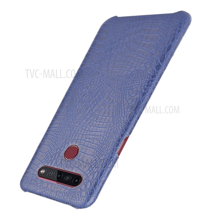 Crocodile Texture PU Leather Coated PC Phone Cover for LG K51S - Dark Blue-3