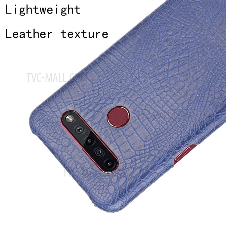 Crocodile Texture PU Leather Coated PC Phone Cover for LG K51S - Dark Blue-4