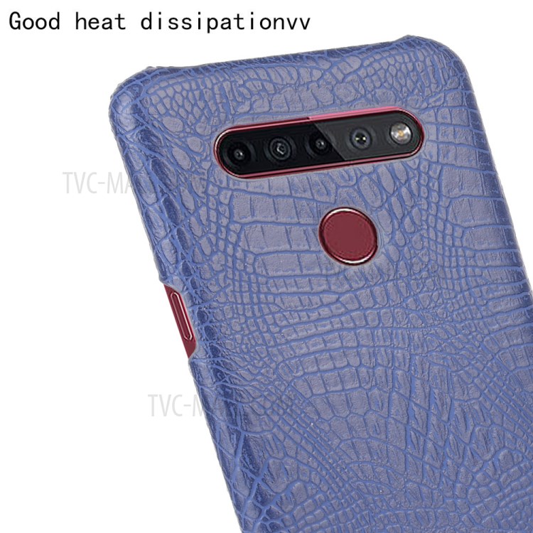 Crocodile Texture PU Leather Coated PC Phone Cover for LG K51S - Dark Blue-5