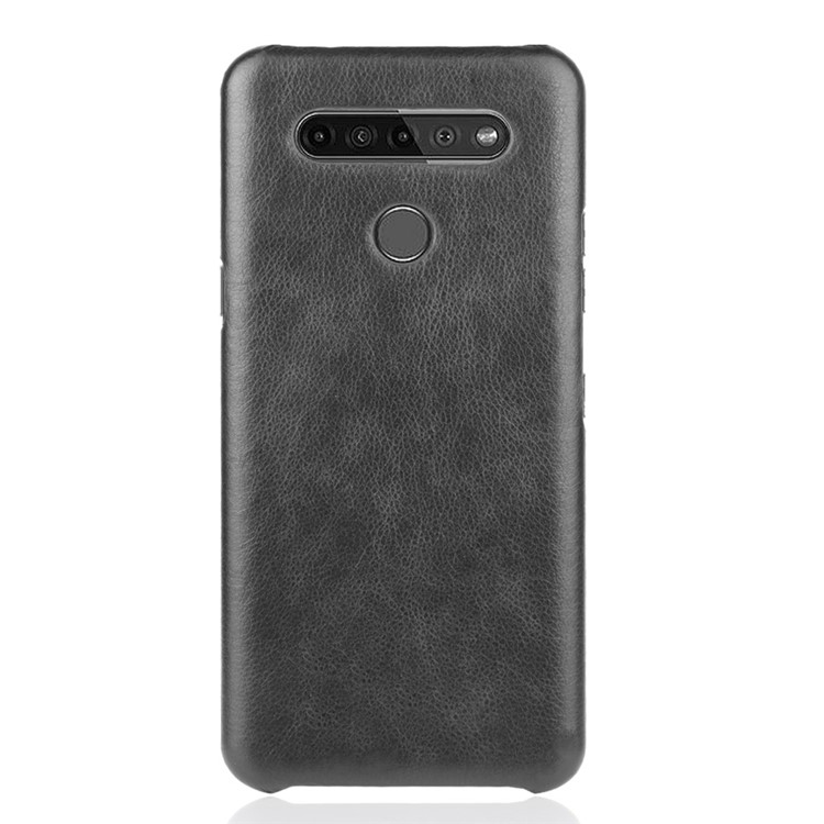 Litchi Texture PU Leather Coated Plastic Hard Phone Cover for LG K41S - Black-2