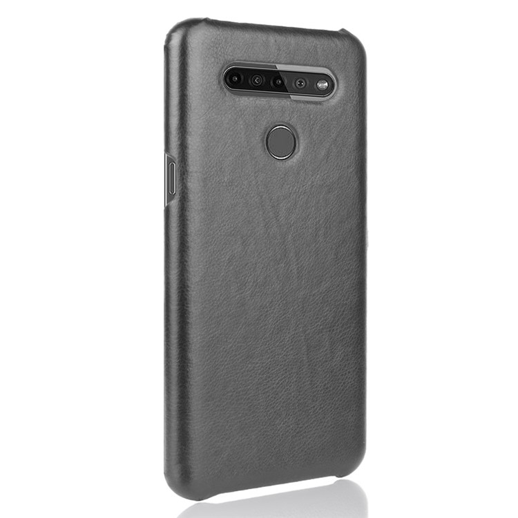 Litchi Texture PU Leather Coated Plastic Hard Phone Cover for LG K41S - Black-3