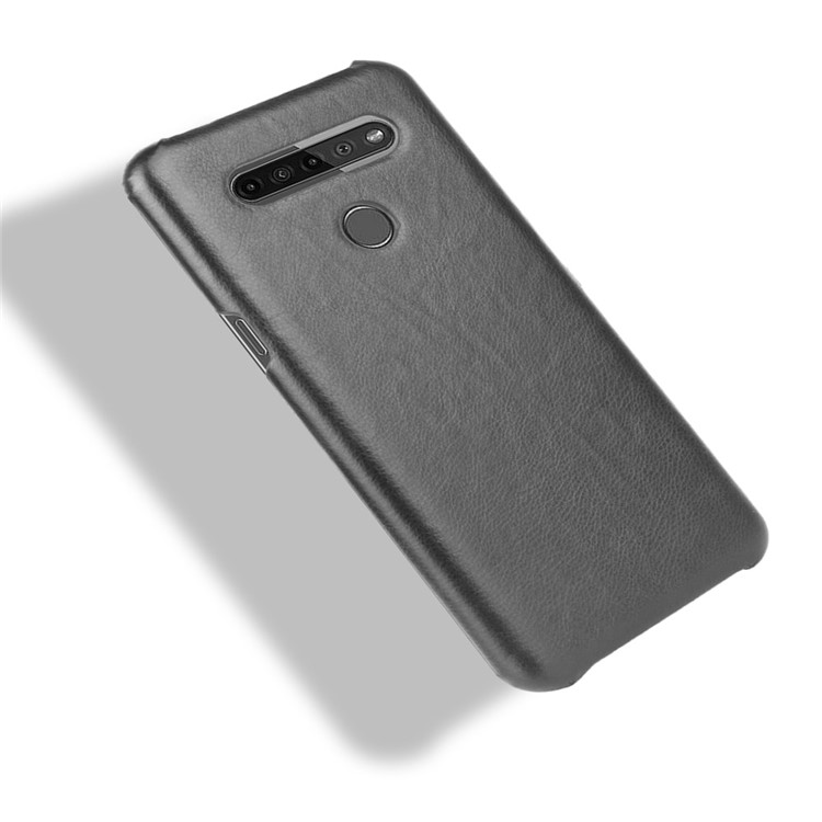 Litchi Texture PU Leather Coated Plastic Hard Phone Cover for LG K41S - Black-4