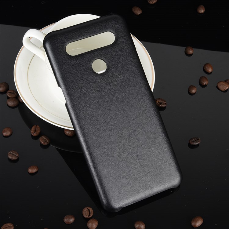 Litchi Texture PU Leather Coated Plastic Hard Phone Cover for LG K41S - Black-5