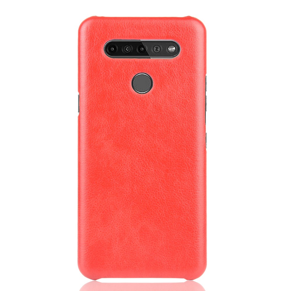 Litchi Texture PU Leather Coated Plastic Hard Phone Cover for LG K41S - Red-2