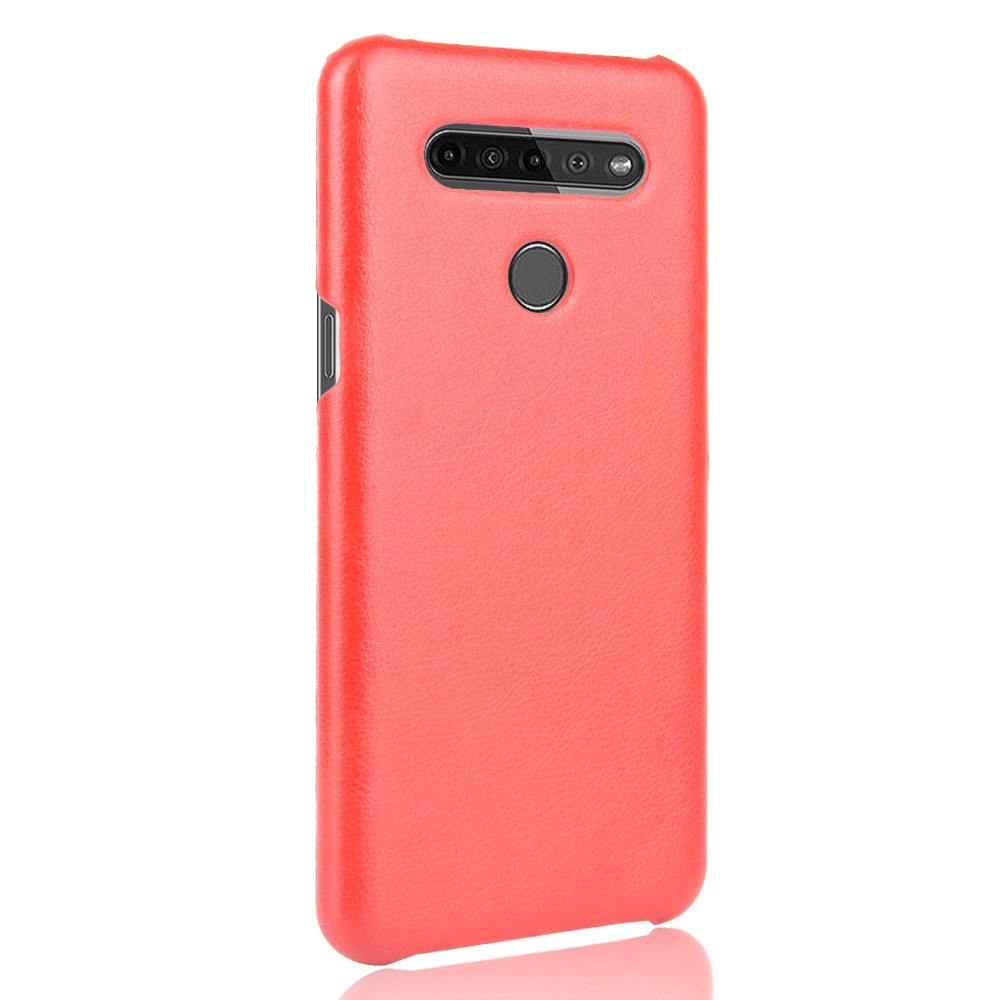 Litchi Texture PU Leather Coated Plastic Hard Phone Cover for LG K41S - Red-3
