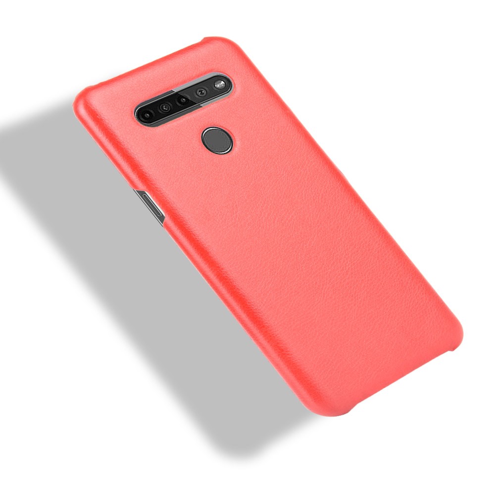 Litchi Texture PU Leather Coated Plastic Hard Phone Cover for LG K41S - Red-4