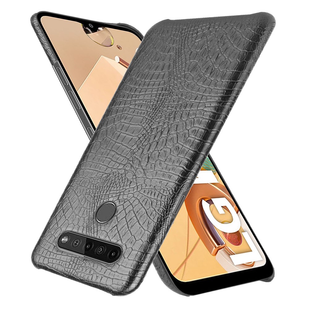 Crocodile Texture PU Leather Coated PC Phone Cover for LG K41S - Black-2