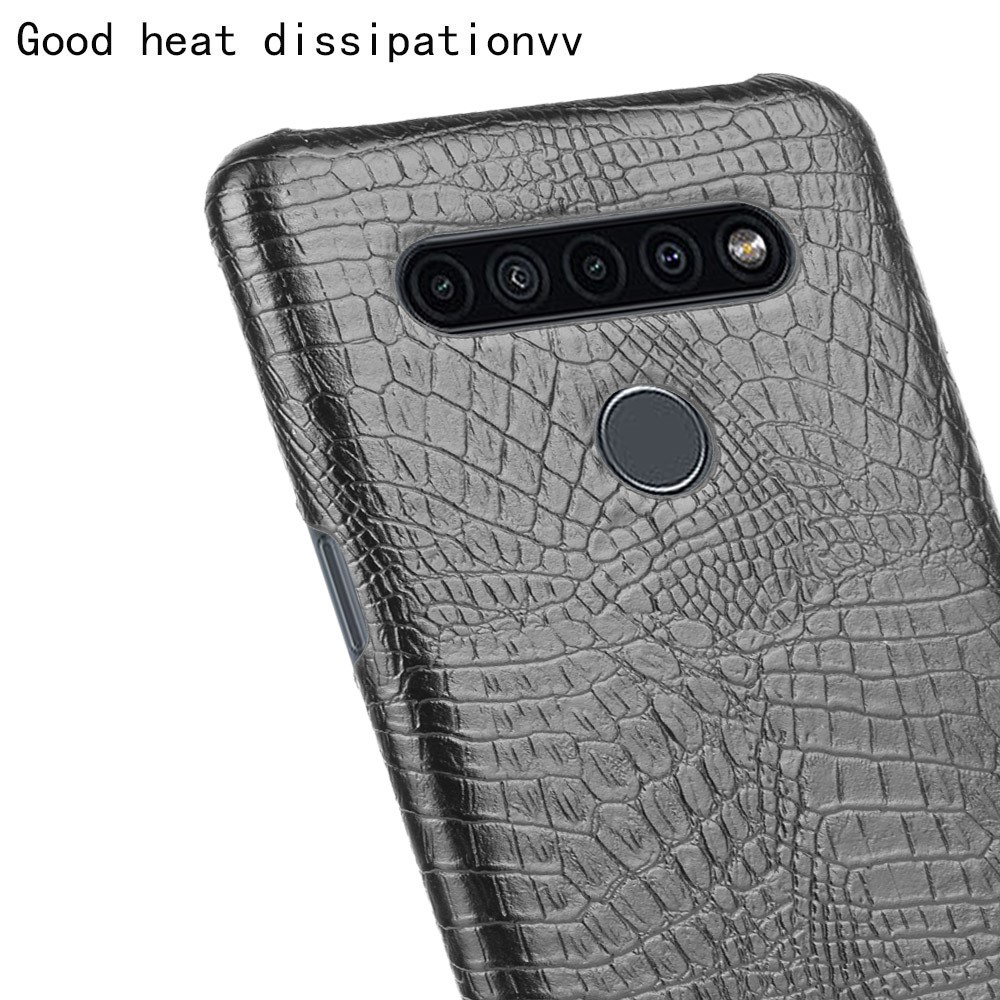 Crocodile Texture PU Leather Coated PC Phone Cover for LG K41S - Black-5