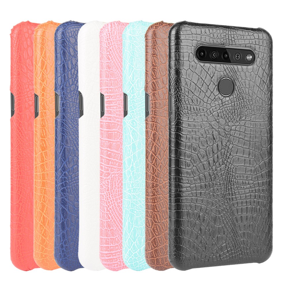 Crocodile Texture PU Leather Coated PC Phone Cover for LG K41S - Black-6