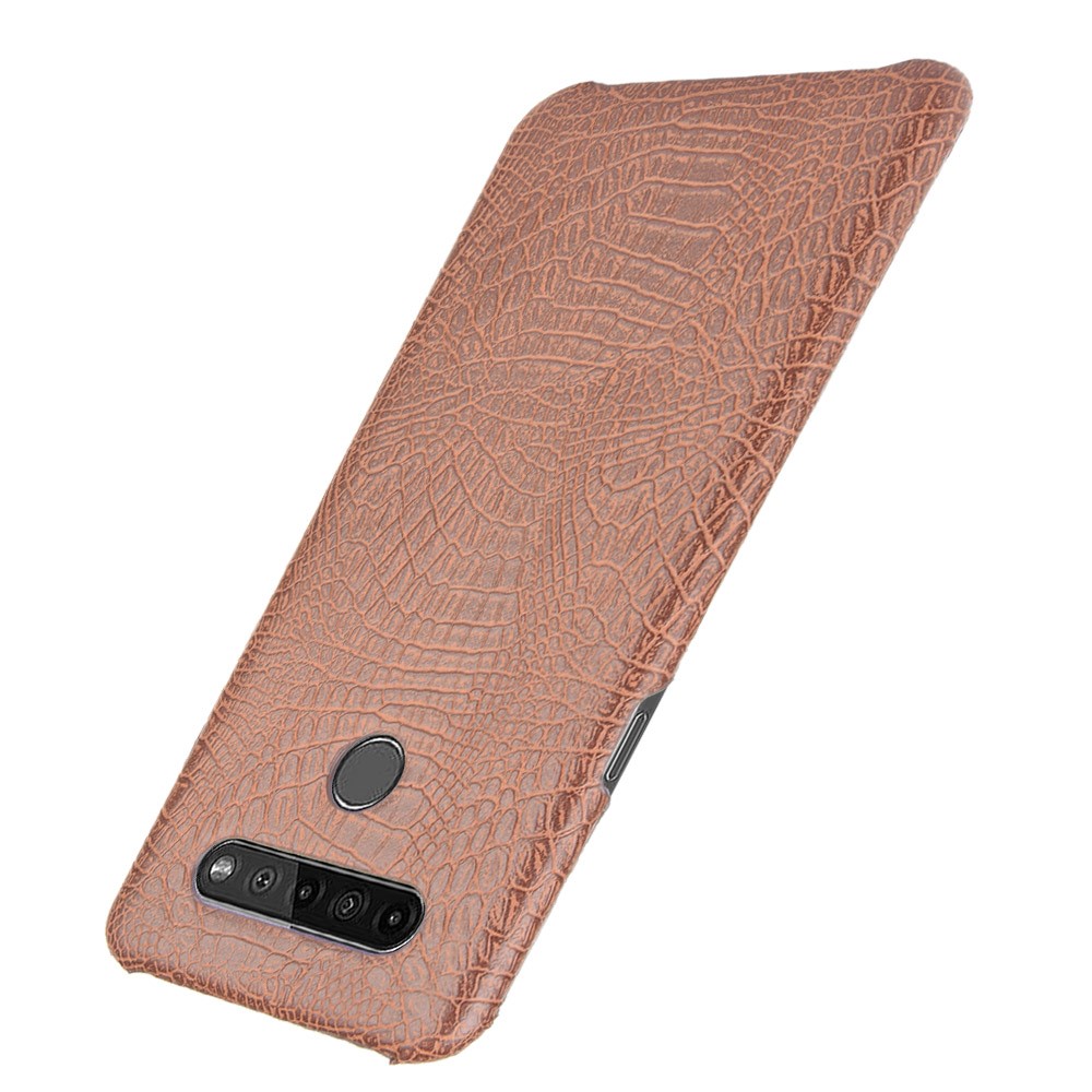 Crocodile Texture PU Leather Coated PC Phone Cover for LG K41S - Brown-3