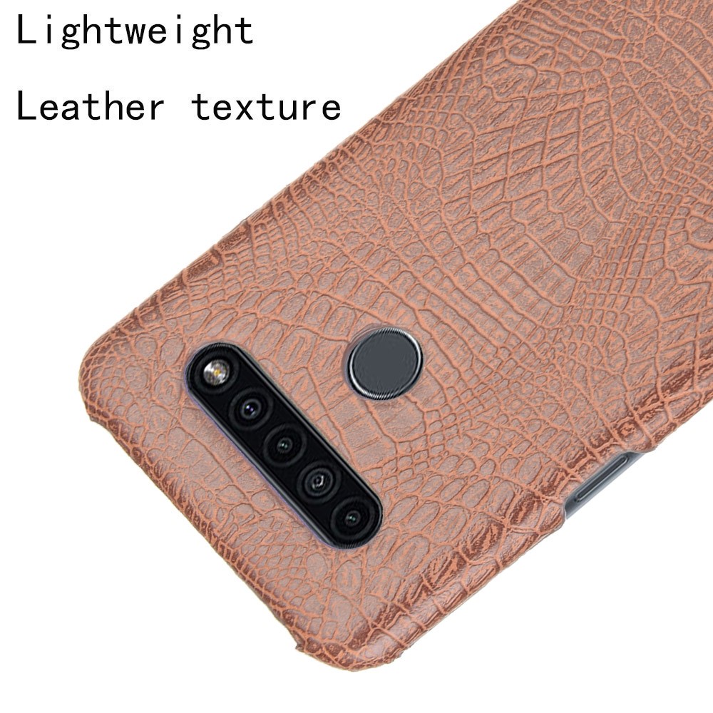 Crocodile Texture PU Leather Coated PC Phone Cover for LG K41S - Brown-4