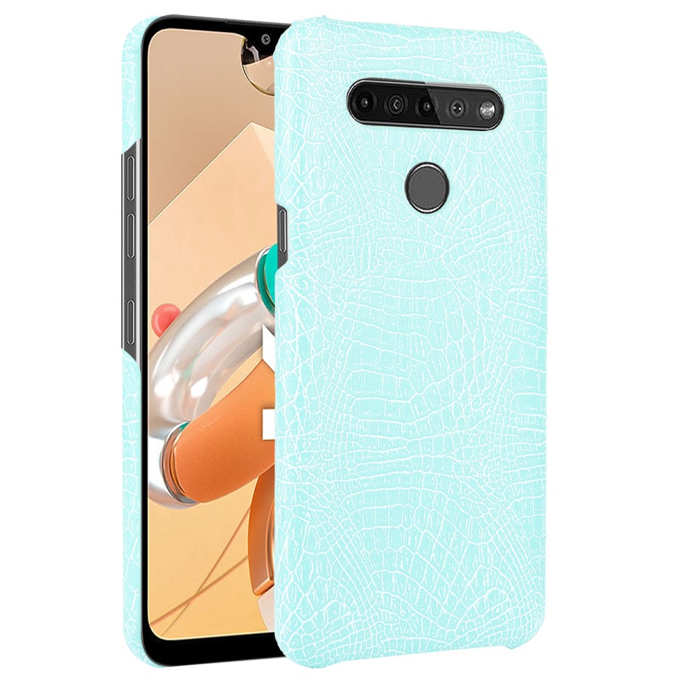 Crocodile Texture PU Leather Coated PC Phone Cover for LG K41S - Baby Blue-1