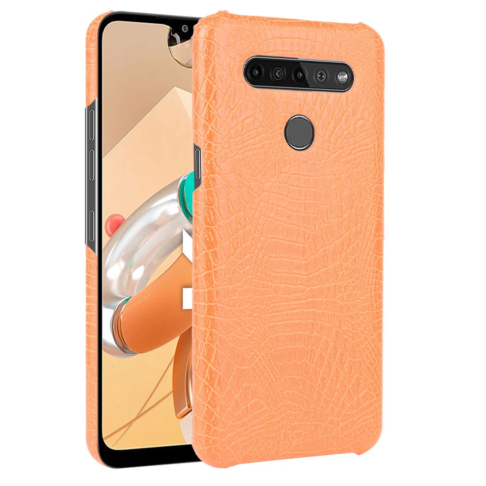 Crocodile Texture PU Leather Coated PC Phone Cover for LG K41S - Orange-1