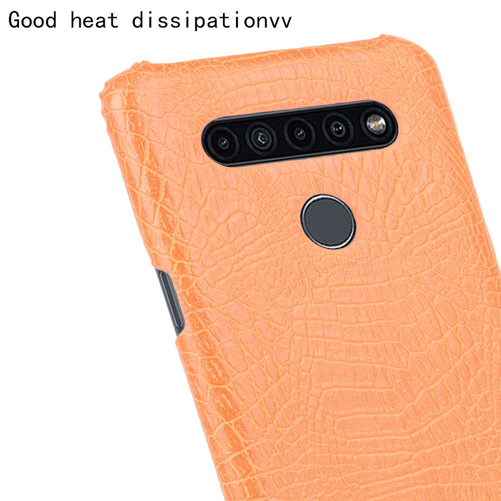 Crocodile Texture PU Leather Coated PC Phone Cover for LG K41S - Orange-5