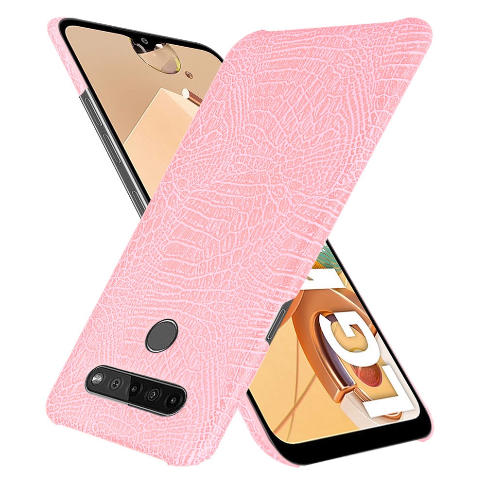 Crocodile Texture PU Leather Coated PC Phone Cover for LG K41S - Pink-2