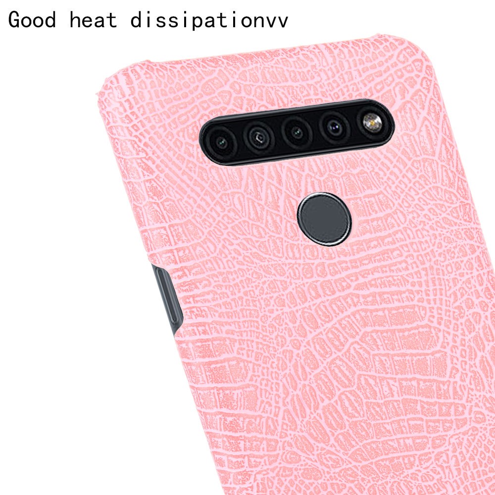 Crocodile Texture PU Leather Coated PC Phone Cover for LG K41S - Pink-5