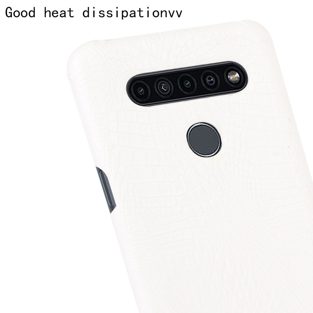 Crocodile Texture PU Leather Coated PC Phone Cover for LG K41S - White-5
