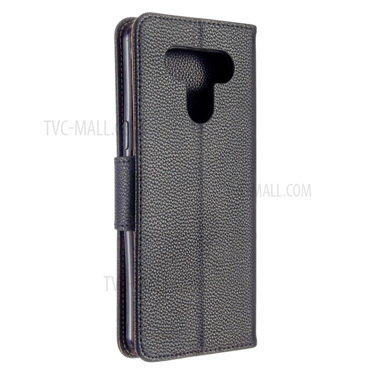 Textura De Couro Tampa Do Telefone Shell Lichia Com Alça Para LG K51 - Preto-3