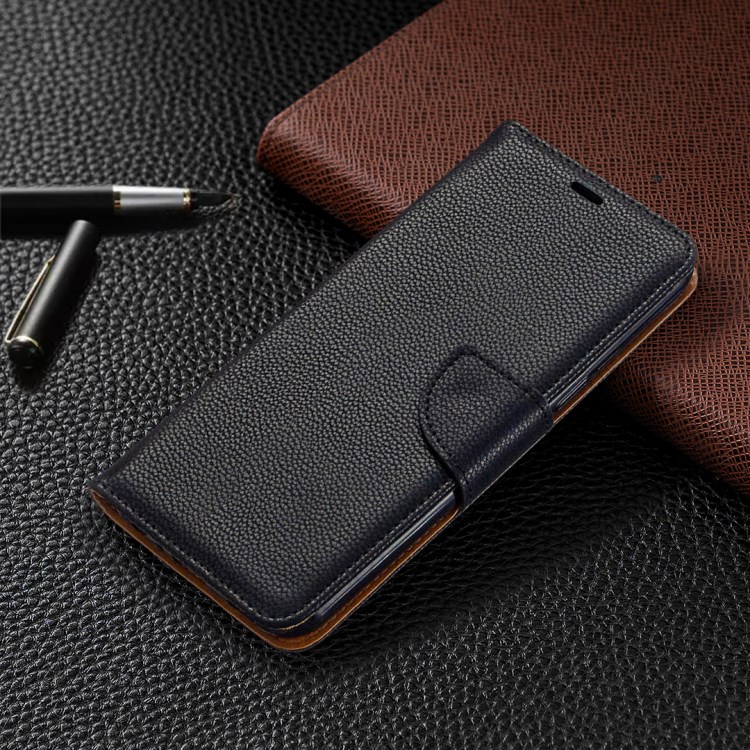 Textura De Couro Tampa Do Telefone Shell Lichia Com Alça Para LG K51 - Preto-7