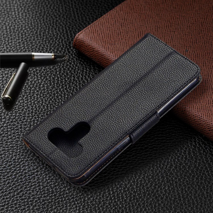 Textura De Couro Tampa Do Telefone Shell Lichia Com Alça Para LG K51 - Preto-8