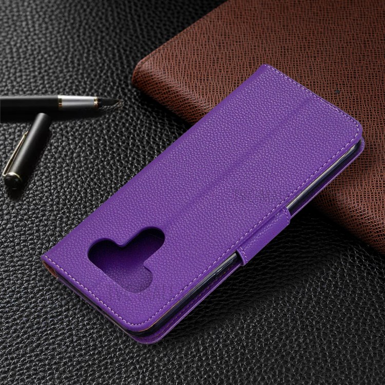 Litchi Texture Leather Shell Phone Cover with Strap for LG K51 - Purple-8