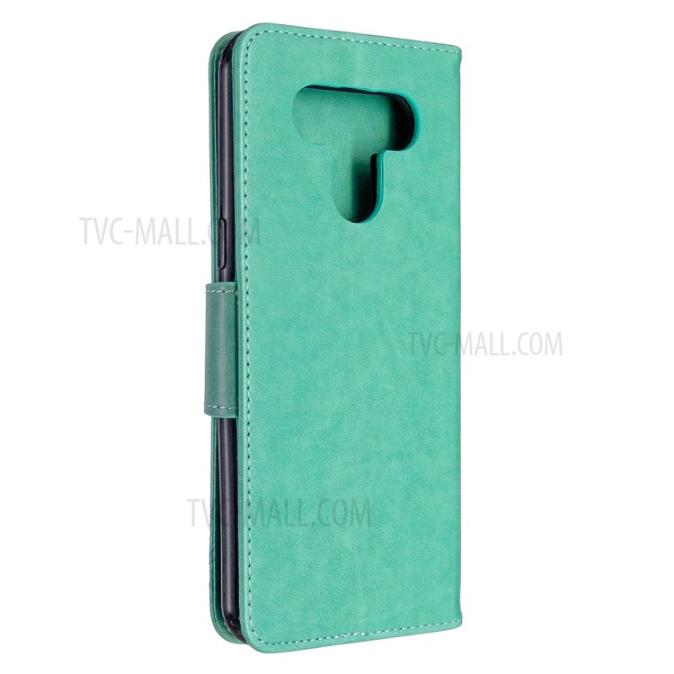 Imprint Butterflies Wallet Stand Flip Leather Phone Shell for LG K51 - Green-3
